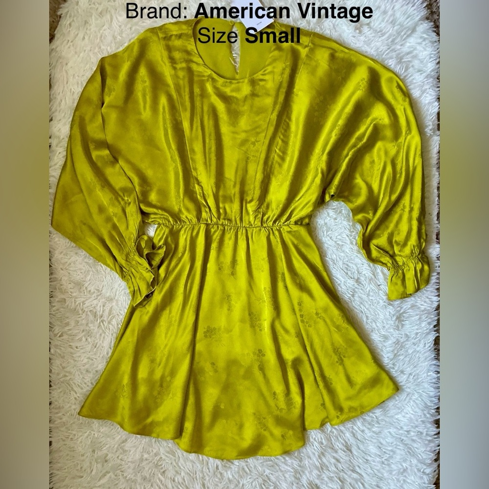American Vintage Chartreuse Jacquard Mini Dress | Size Small | NWT